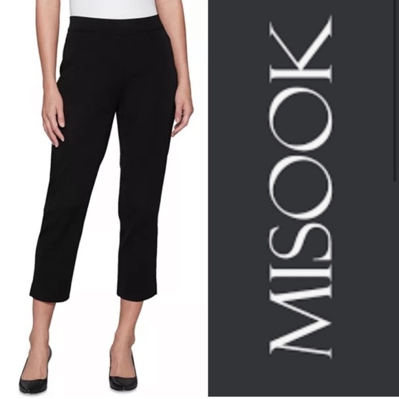 Exclusively Misook High Waist Crop Pants XS Pull On Style Acrylic Stretch Black - Picture 1 of 9